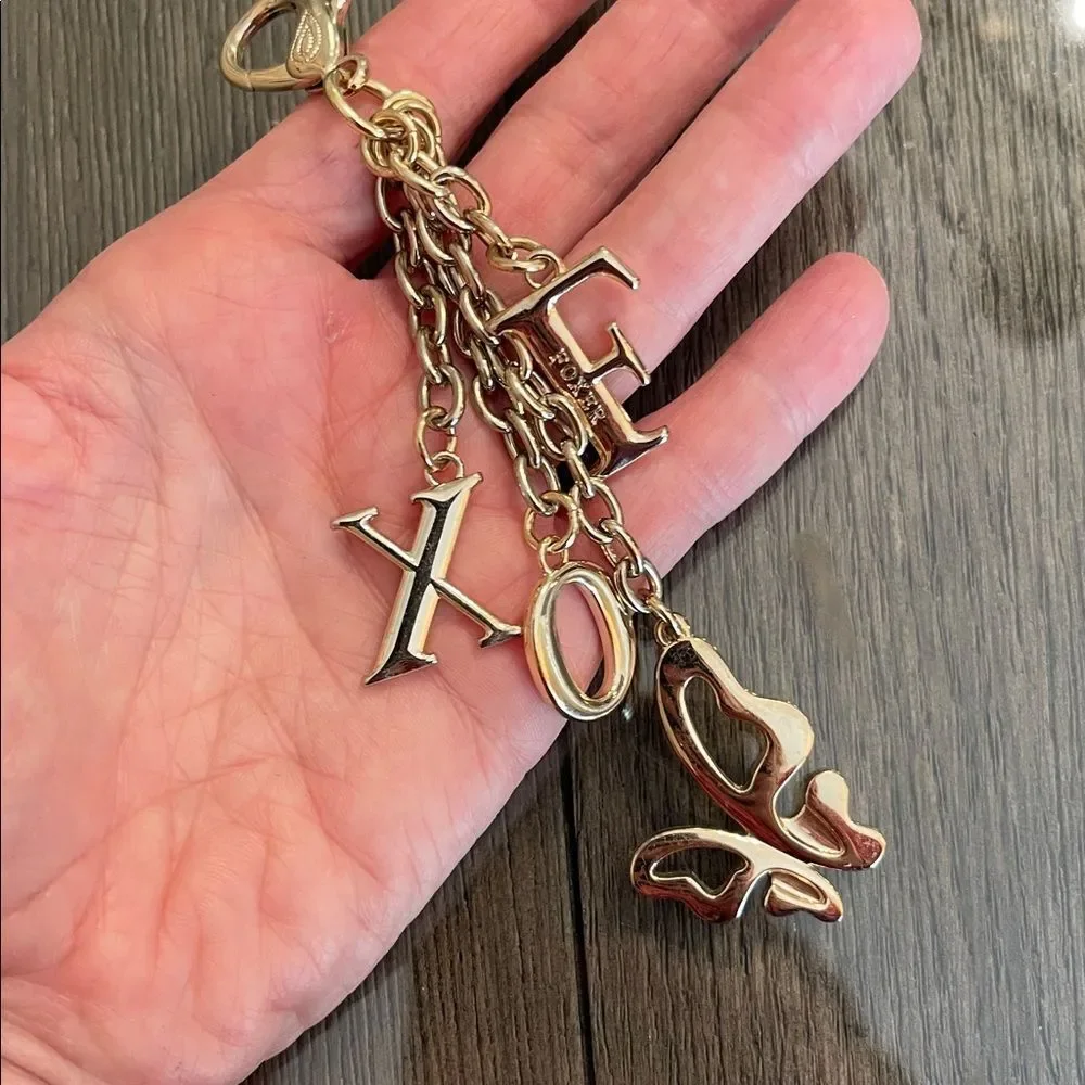 FOXER Gold-tone Fox Letter & Butterfly Keychain Bag Charm